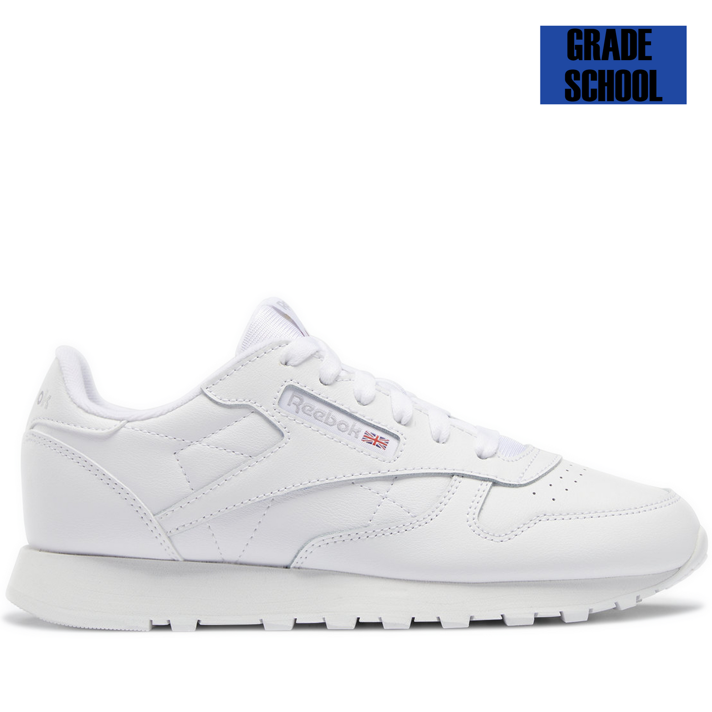 Grade School Reebok Classic Leather Shoes - Ftwr White / Ftwr White / Ftwr White Side