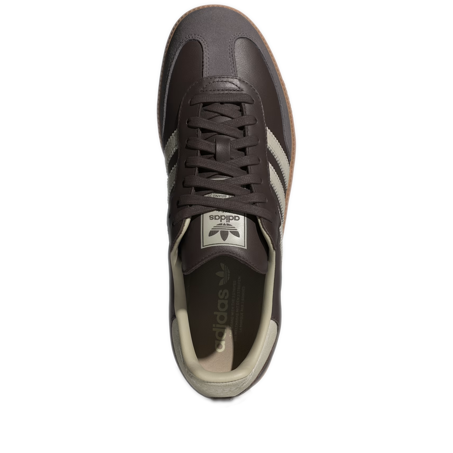 Men's Adidas Samba OG Shoes - Brown / Putty Grey / Gold Metallic Top View