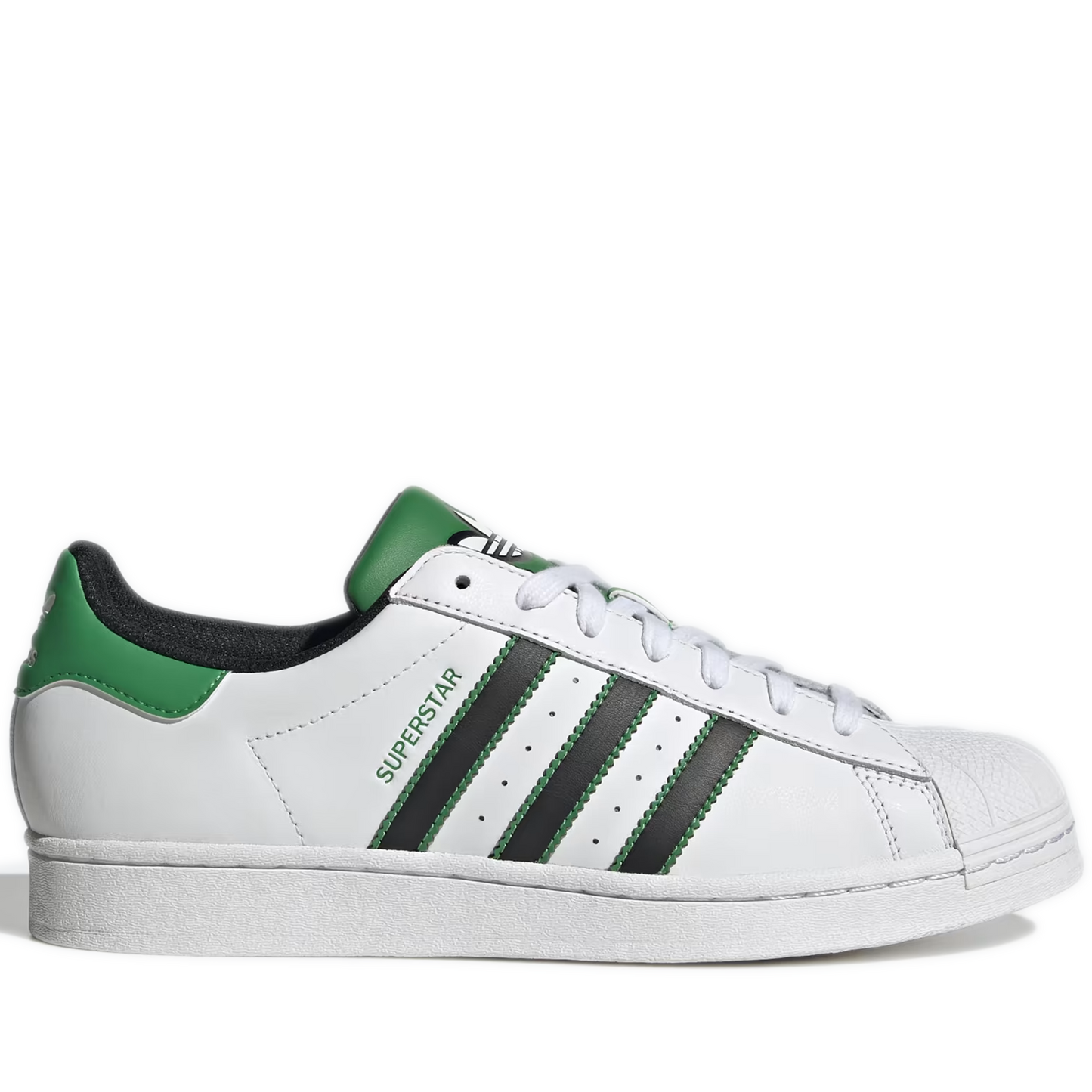 Men's Adidas Superstar Shoes - White/ Black/ Green