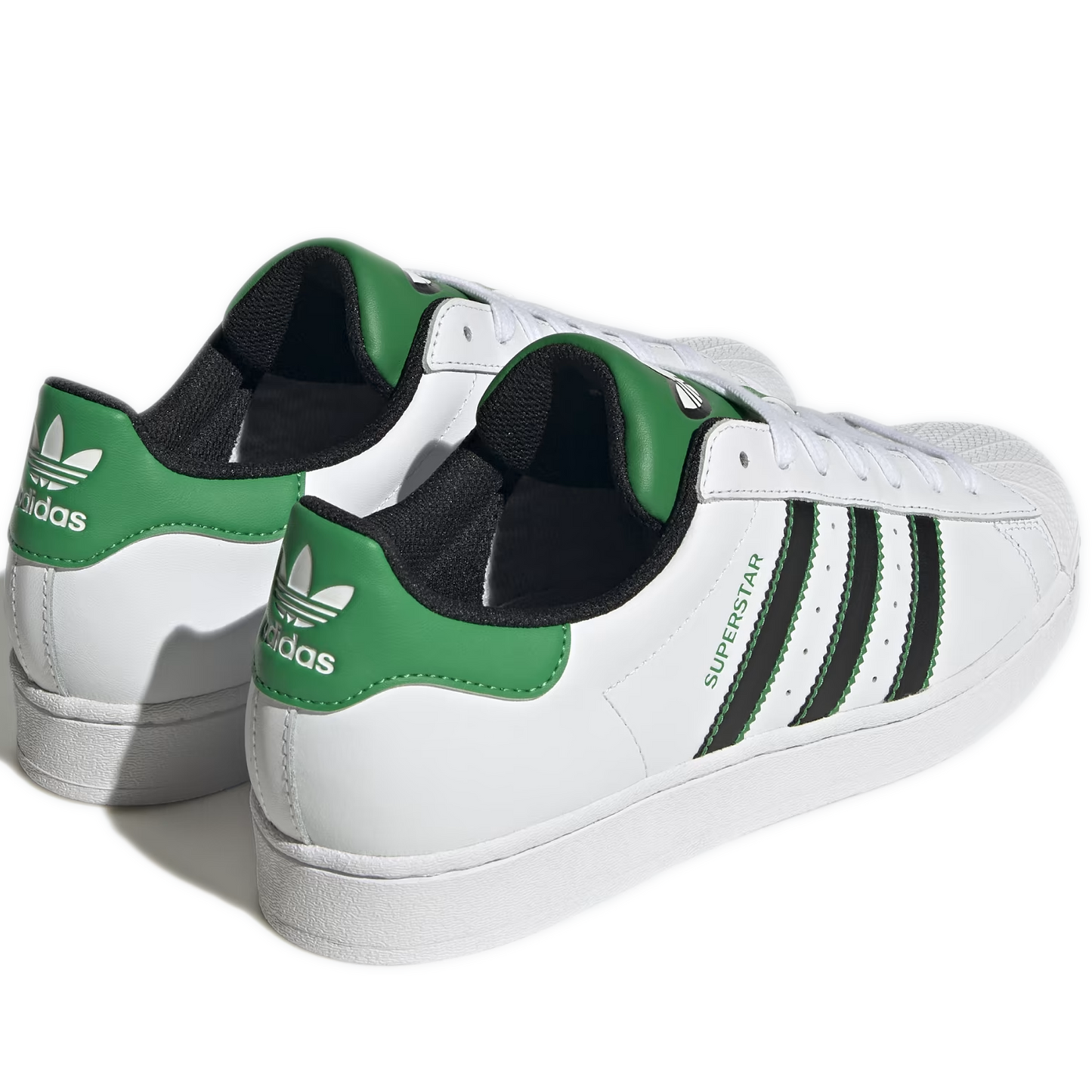 Men's Adidas Superstar Shoes - White/ Black/ Green