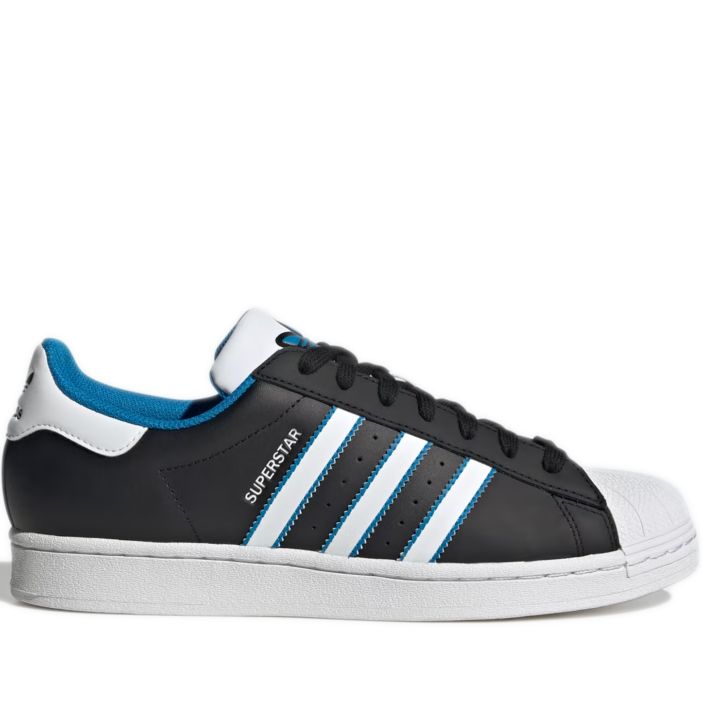 Men's Adidas Superstar Shoes - Black/ White/ Blue
