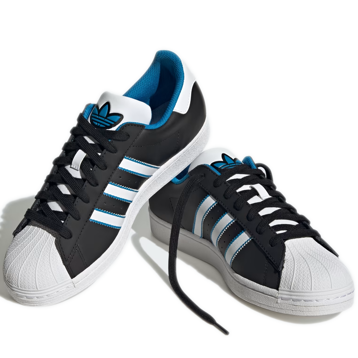 Men's Adidas Superstar Shoes - Black/ White/ Blue