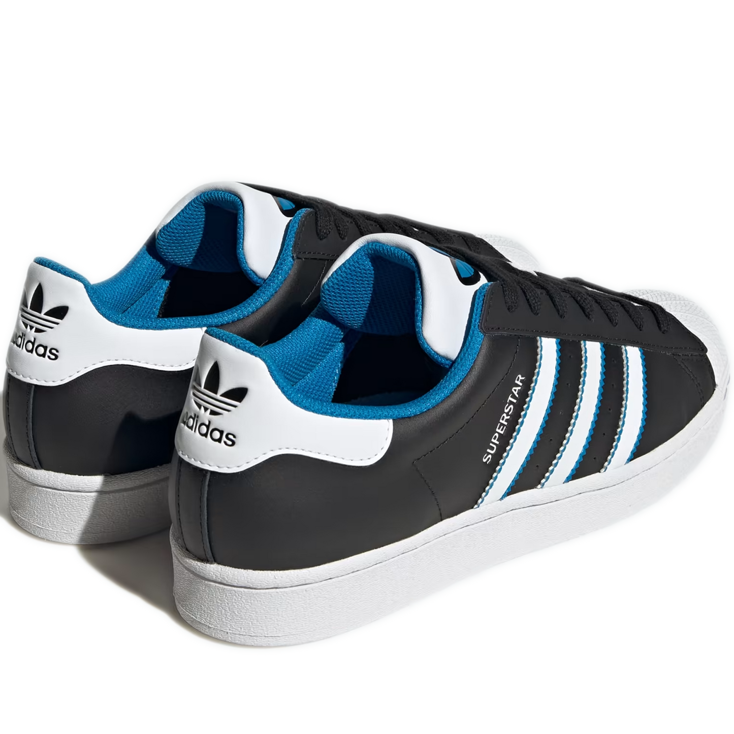 Men's Adidas Superstar Shoes - Black/ White/ Blue