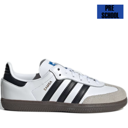 Pre School Adidas Samba OG Shoes - Cloud White/Core Black/Clear Granite