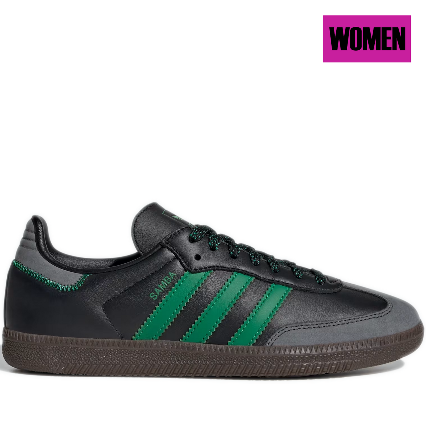 Women's Adidas Samba OG Shoes - Core Black / Green / Grey Six