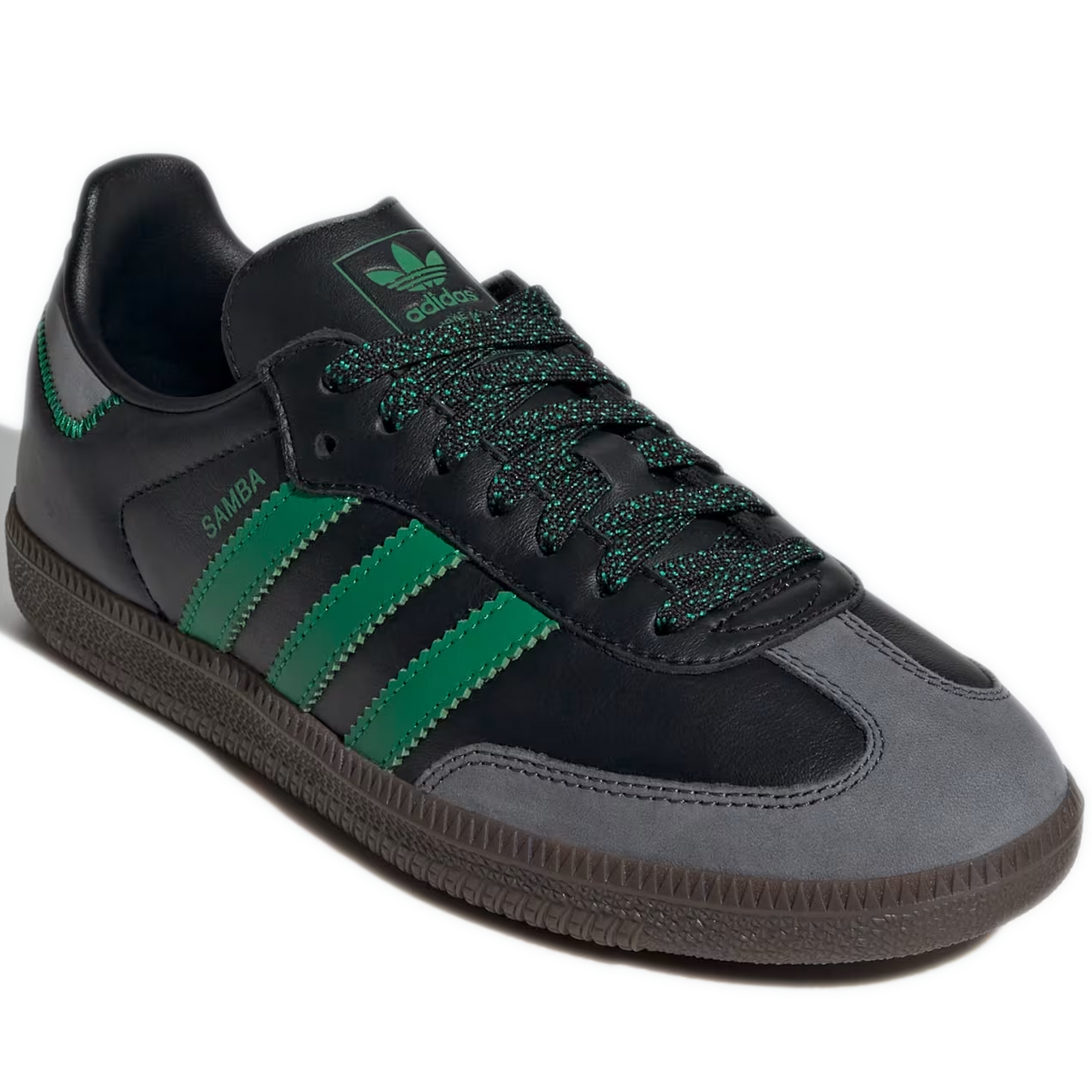 Women's Adidas Samba OG Shoes - Core Black / Green / Grey Six