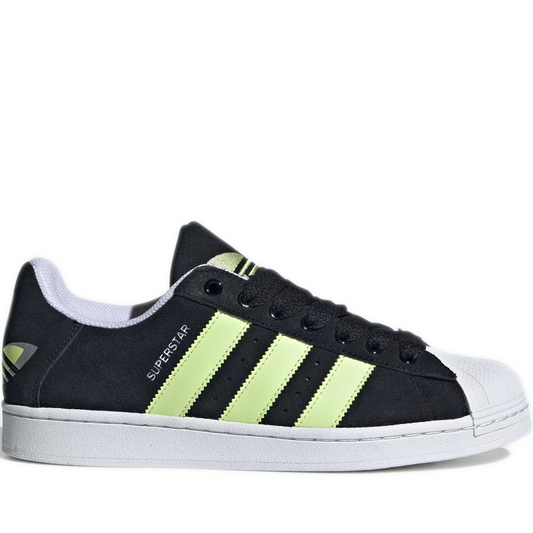 Men's Adidas Superstar Shoes - Black/ Lime/ White