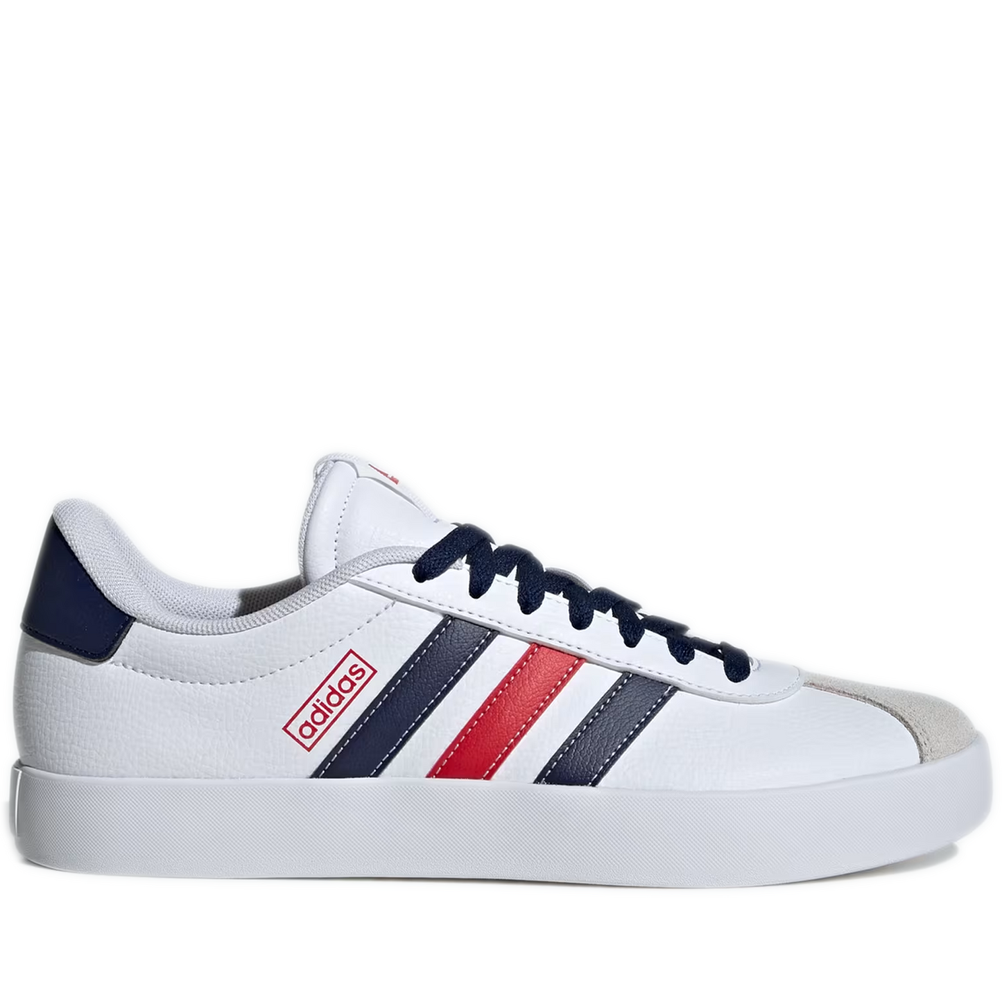 Men's Adidas VL Court 3.0 Shoes - Cloud White / Team Navy Blue 2 / Better Scarlet