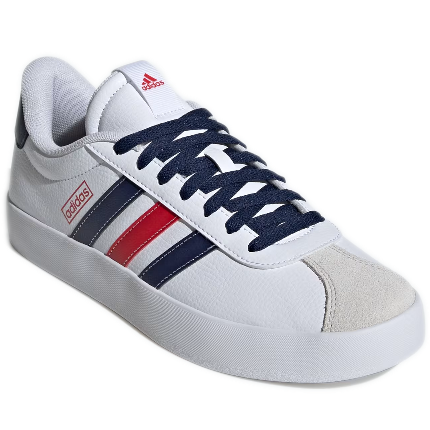 Men's Adidas VL Court 3.0 Shoes - Cloud White / Team Navy Blue 2 / Better Scarlet