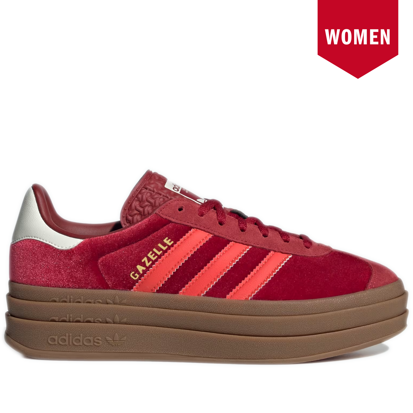 Women's Adidas Gazelle Bold Shoes - Red / Bright Red / Off White