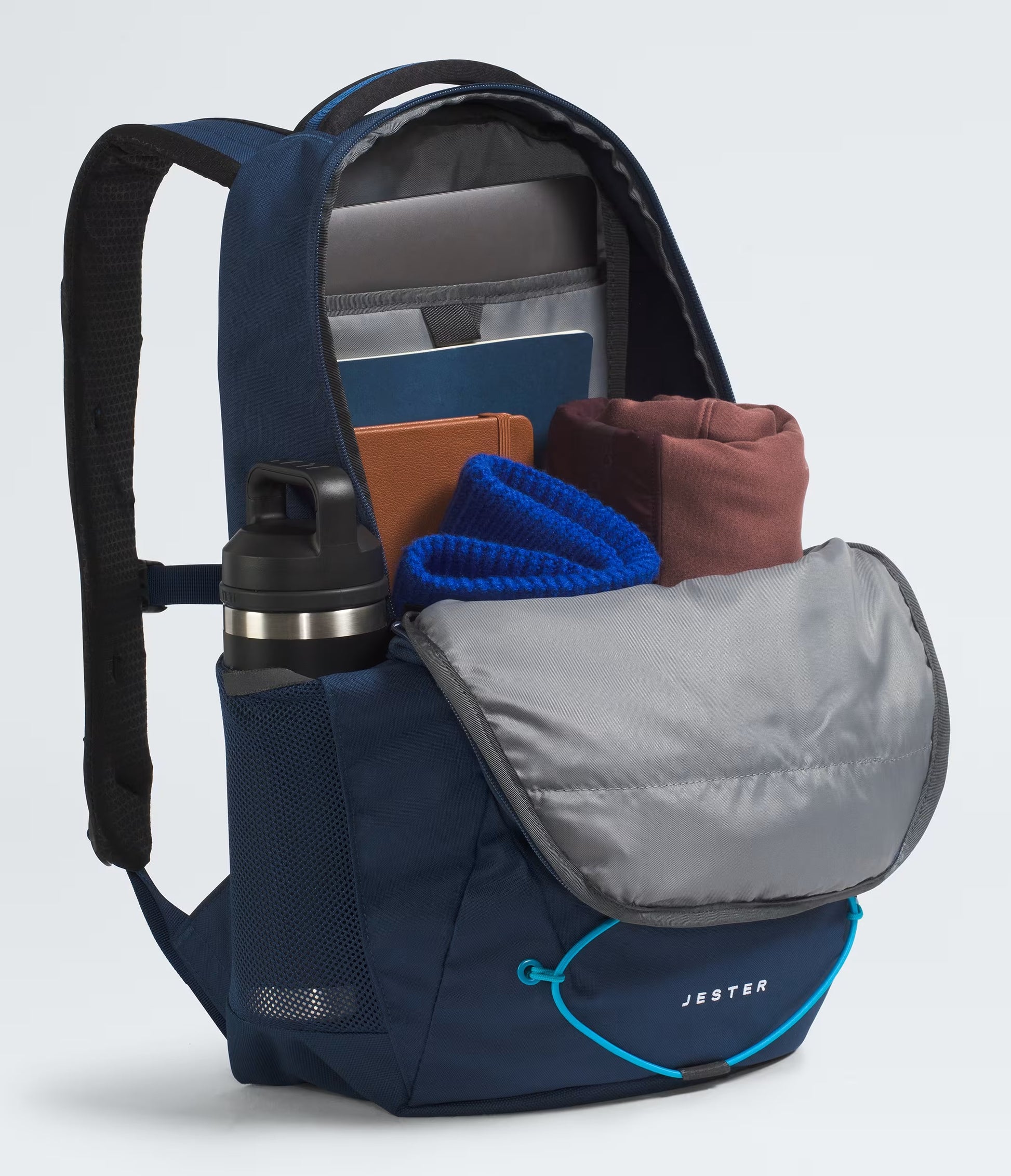 north face grey and blue backpack The North Face JESTER Backpack: Eagle Blue/Meridian Blue