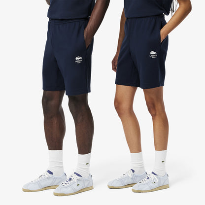 Men's Lacoste Printed Cotton Fleece Shorts - Navy Blue