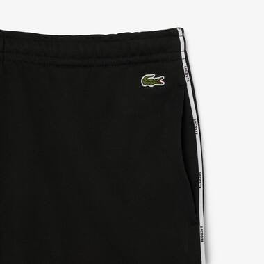 Men's Lacoste Logo Trim Cotton Fleece Shorts - Black