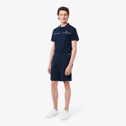 Men's Lacoste Logo Trim Cotton Fleece Shorts - Navy Blue