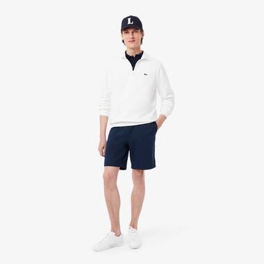 Men's Lacoste Logo Trim Cotton Fleece Shorts - Navy Blue