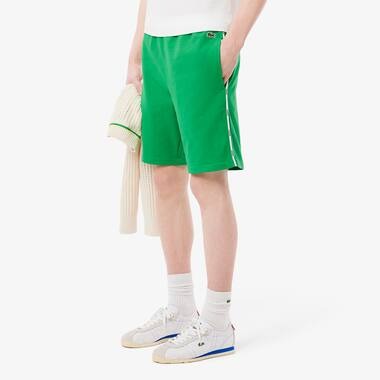 Men's Lacoste Logo Trim Cotton Fleece Shorts - Green