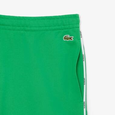 Men's Lacoste Logo Trim Cotton Fleece Shorts - Green