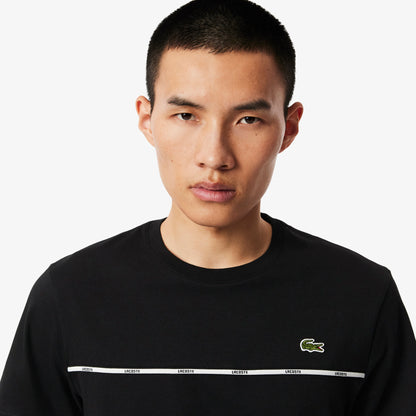 Men's Lacoste Logo Trim Cotton Jersey T-Shirt - Black