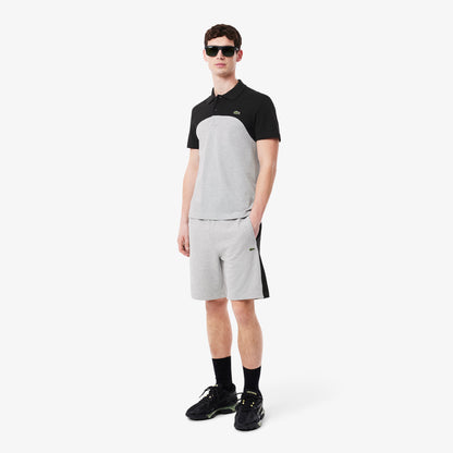 Men's Lacoste Cotton Fleece Colorblock Shorts - Black