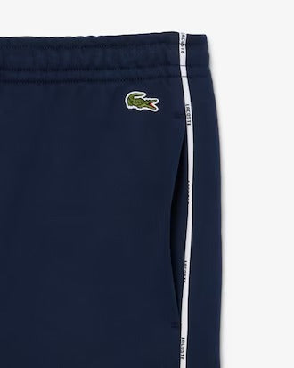 Men's Lacoste Logo Trim Cotton Fleece Shorts - Navy Blue