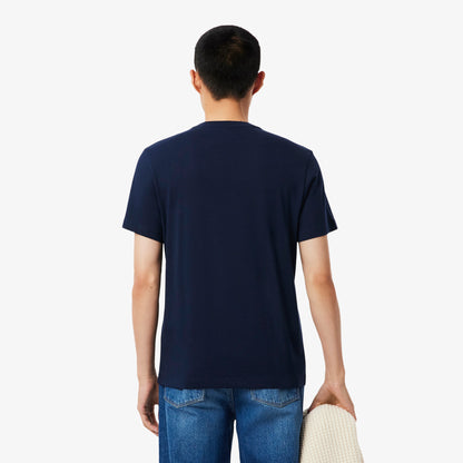 Men's Lacoste Logo Trim Cotton Jersey T-Shirt - Navy Blue
