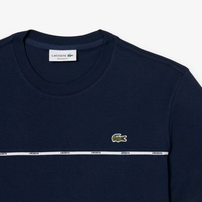Men's Lacoste Logo Trim Cotton Jersey T-Shirt - Navy Blue