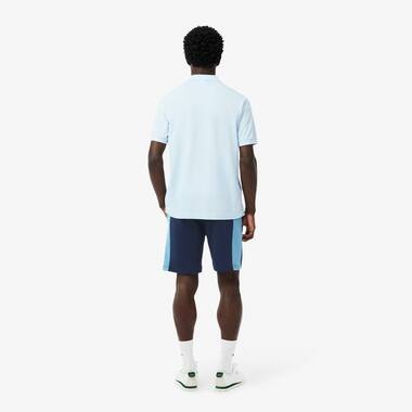 Men's Lacoste Cotton Fleece Colour Block Shorts - Navy Blue/Blue