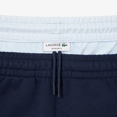 Men's Lacoste Cotton Fleece Colour Block Shorts - Navy Blue/Blue