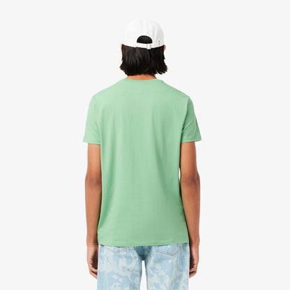 Men's lacoste Lightweight Pima Cotton V-Neck T-Shirt - Lime Green