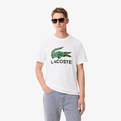 Men's Lacoste Signature Print Cotton T-Shirt - White