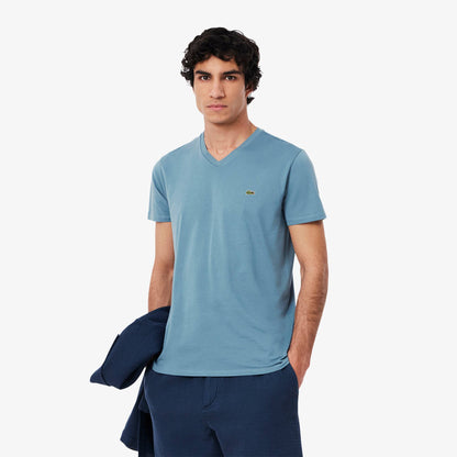 Men's lacoste Lightweight Pima Cotton V-Neck T-Shirt - Blue