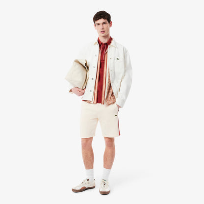 Men's Lacoste Cotton Fleece Colour Block Shorts - Brown
