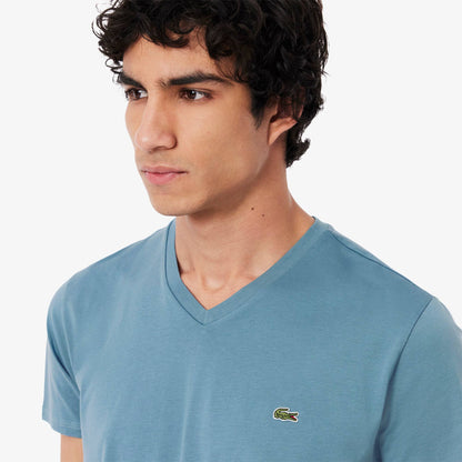 Men's lacoste Lightweight Pima Cotton V-Neck T-Shirt - Blue