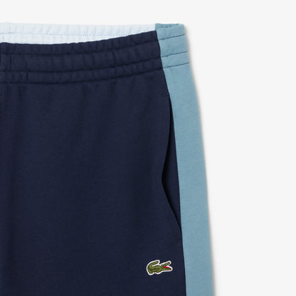 Men's Lacoste Cotton Fleece Colour Block Shorts - Navy Blue/Blue