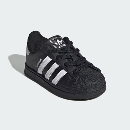 Infant's Adidas Superstar II Elastic Lace Shoes - Core Black