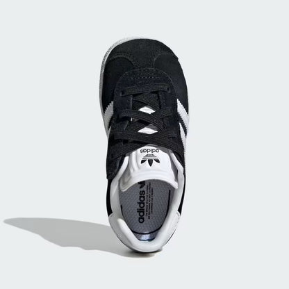 Infant's Adidas Gazelle Comfort Closure Elastic Laces Shoes - Black/White