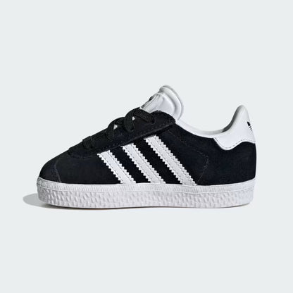 Infant's Adidas Gazelle Comfort Closure Elastic Laces Shoes - Black/White