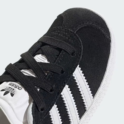 Infant's Adidas Gazelle Comfort Closure Elastic Laces Shoes - Black/White