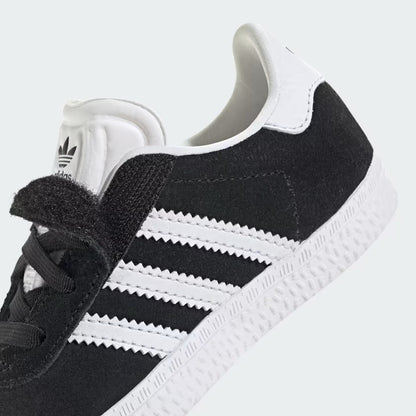 Infant's Adidas Gazelle Comfort Closure Elastic Laces Shoes - Black/White