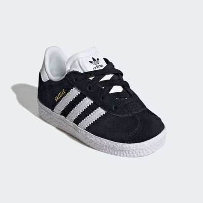Infant's Adidas Gazelle Comfort Closure Elastic Laces Shoes - Black/White