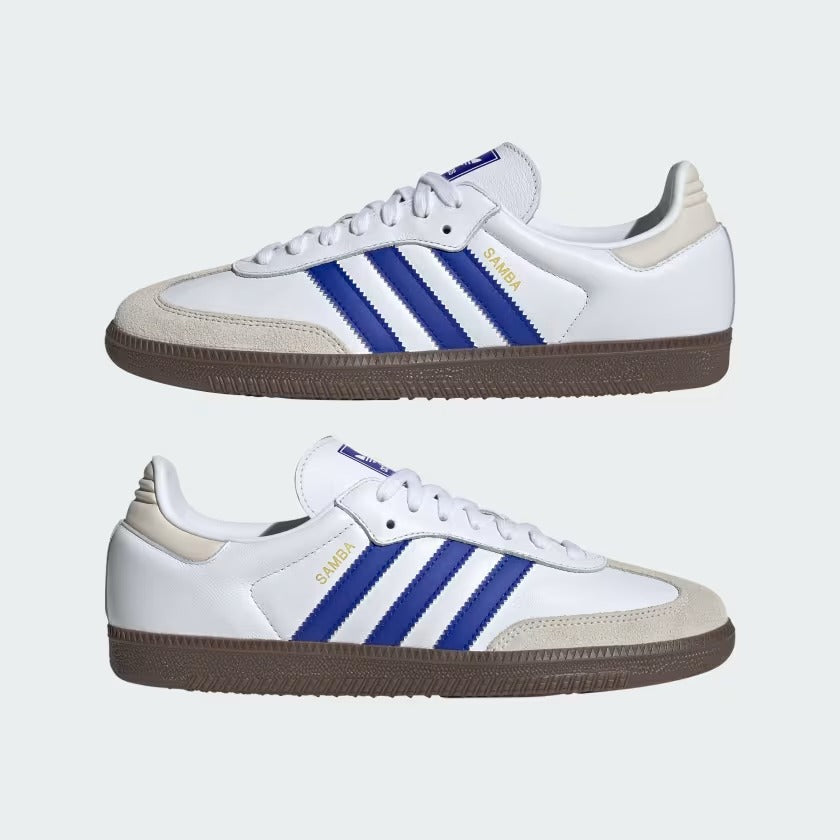 Men's Adidas Samba OG Shoes - Cloud White/Lucid Blue/Gum