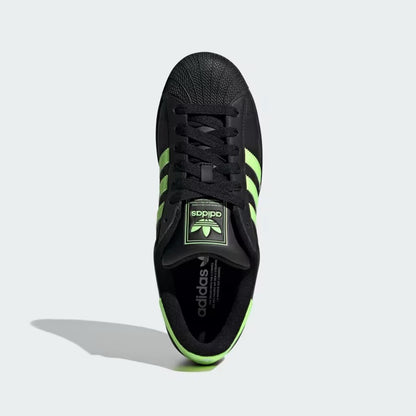 Men's Adidas Superstar II Shoes - Core Black/Signal Green