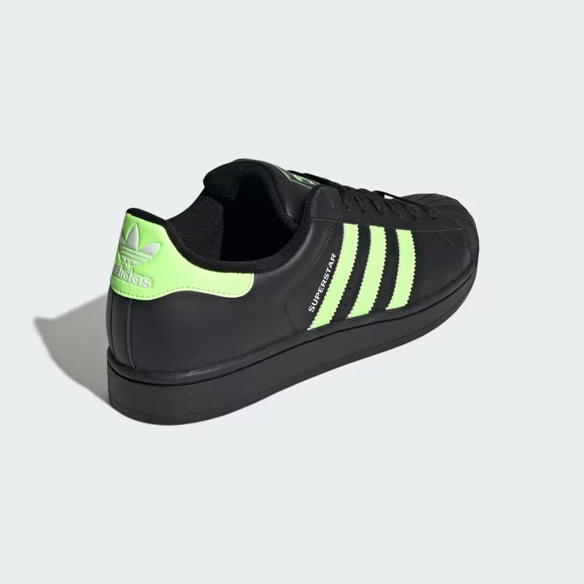 Men's Adidas Superstar II Shoes - Core Black/Signal Green