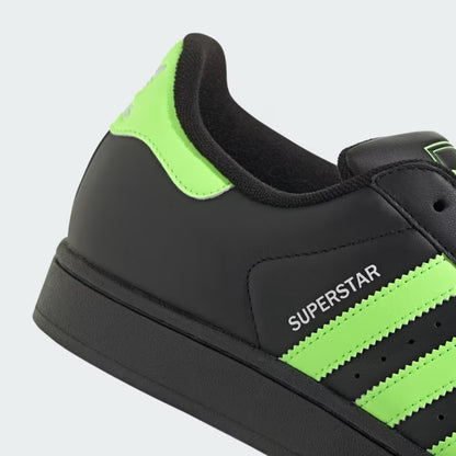 Men's Adidas Superstar II Shoes - Core Black/Signal Green