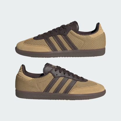 Men's Adidas Samba OG Shoes - Golden Beige/Dark Brown/Gum