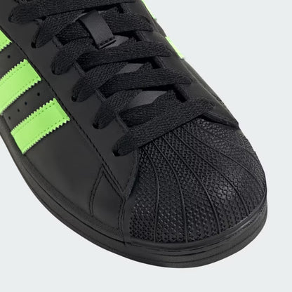 Men's Adidas Superstar II Shoes - Core Black/Signal Green