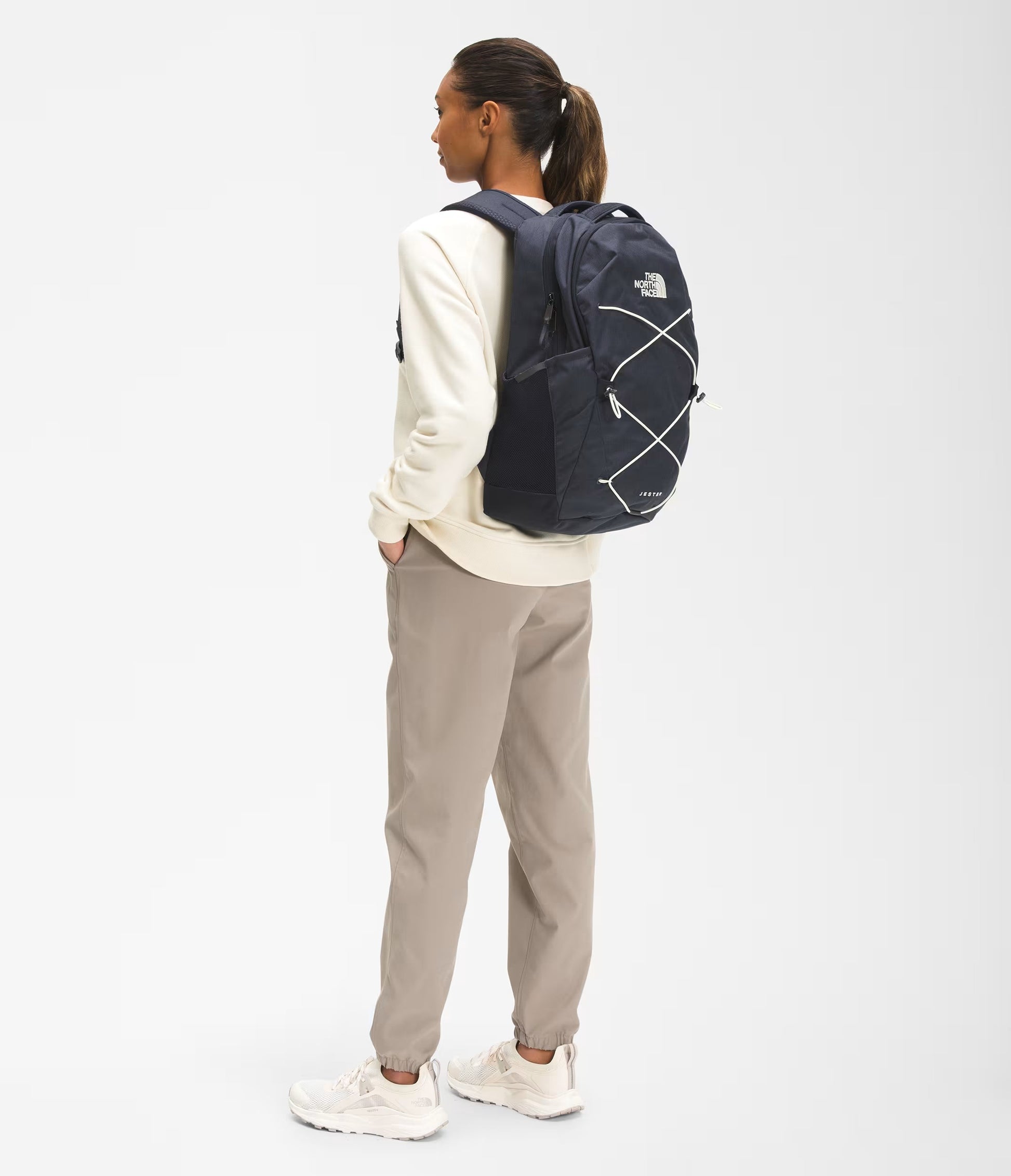 navy blue and white north face backpack The North Face Jester Backpack: Aviator Navy Light Heather/Vintage White