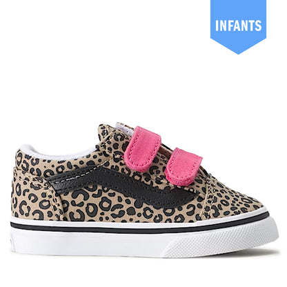 Infant Vans Old Skool V -  Leopard Incense Beige / Pink Velvet