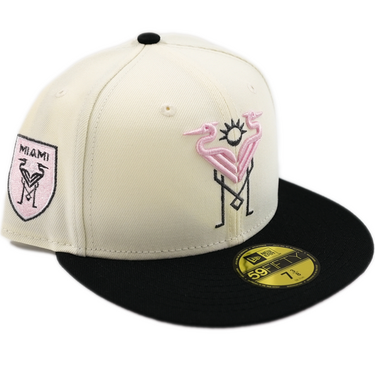New Era Inter Miami 59Fifty Fitted Hat - Chrome/ Pink