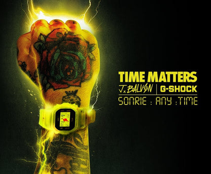 G-Shock & J BALVIN DWE5600JB-1A9 Watch 43.8mm - Yellow & Black Bands